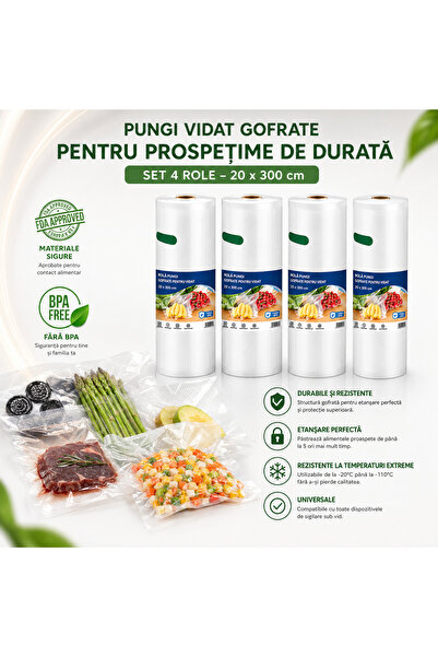 Sofia Concept Set de 4 role de pungi de vidat Sofia CONCEPT® cu relief, 20 x 600 cm, durabile