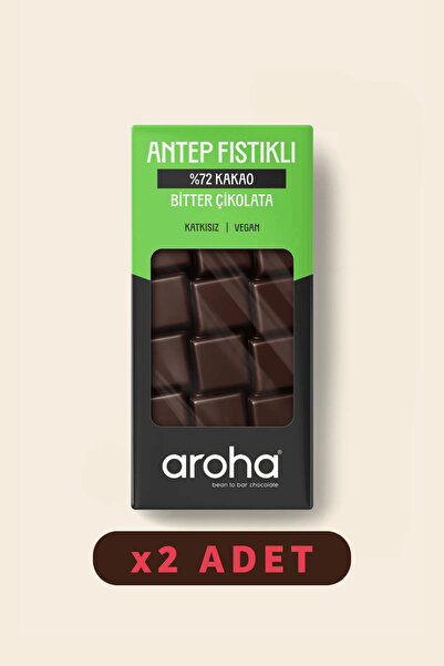AROHA %72 Kakao Antep Fıstıklı Bitter Çikolata 2'li Paket (100 G X 2 Adet)