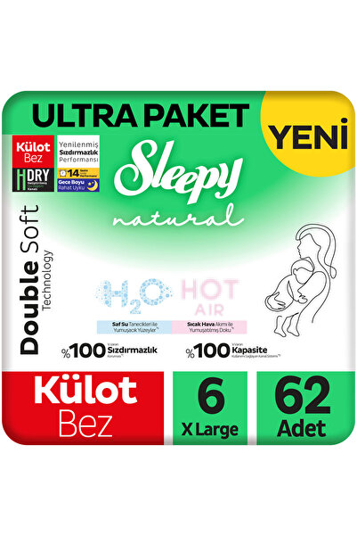 Sleepy Natural Double Soft Ultra Paket Külot Bez 6 Numara Xlarge 62 Adet