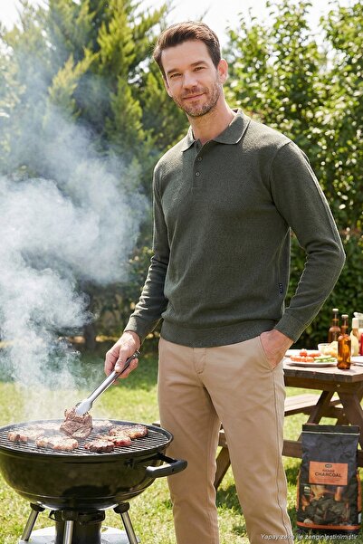 Buratti Cotton Blend Regular Fit Polo Collar Sweater Men's Polo Collar Sweate...