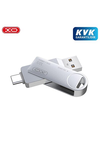 Xo DK03 32GB 2 in 1 Flash Bellek USB 3.0 ve Type-C OTG Destekli Metal Gövde T...