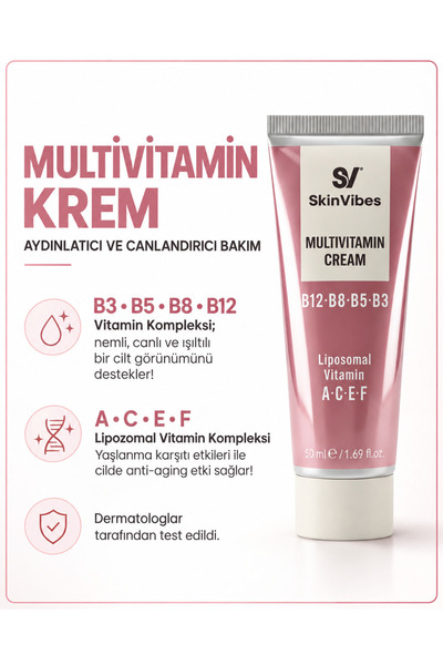 Skinvibes Aydınlatıcı Multivitamin Nemlendirici Yüz Kremi Hyaluronik Asit ve ...