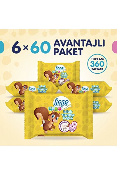 Klozete Atılabilir Islak Tuvalet Kağıdı 6x60 (360 Yaprak)