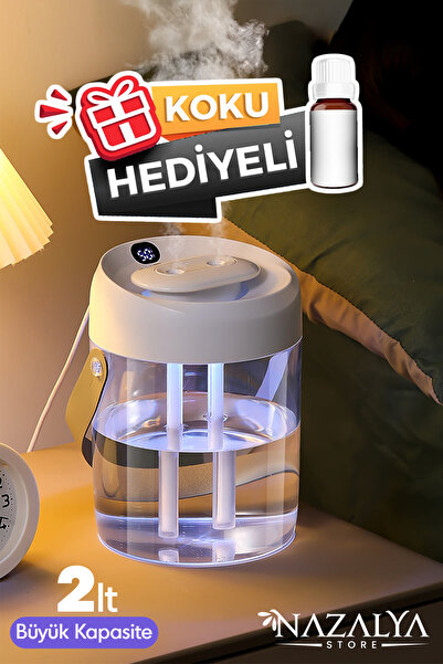 Nazalya 2 Litre Typ-c Girişli Işıklı Ultrasonik Hava Nemlendirici Buhar Makin...