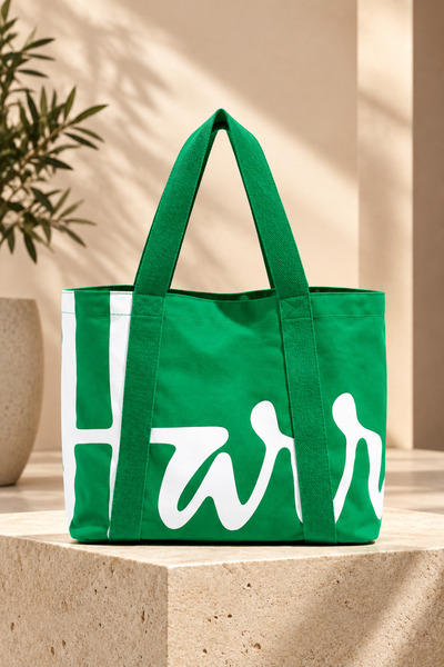 Harrods شنطة يد وكتف نسائية هارودز لندن، كانفاس مقاس وسط، لون اخضر، (ماستر در...