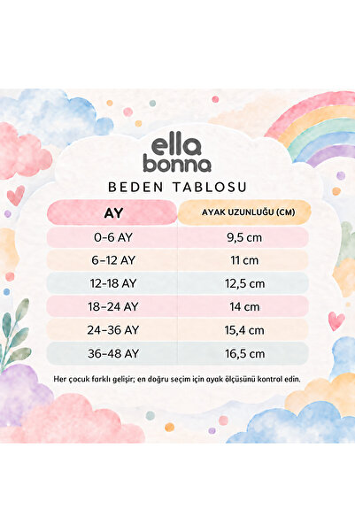 Ella Bonna Kaydırmaz Taban Bebek ve Çocuk Panduf, Organik Pamuklu Ev ve Kreş Patiği