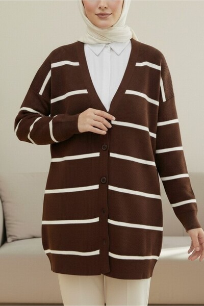 Modamorfo Striped Buttoned Cardigan