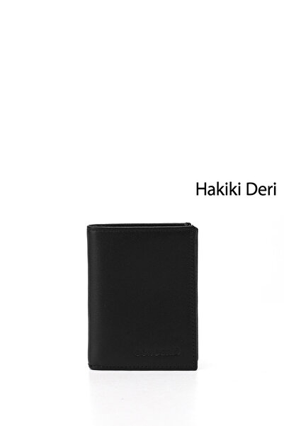GÖNDERİ(R) Erkek Siyah Hakiki Deri Dikey Cüzdan