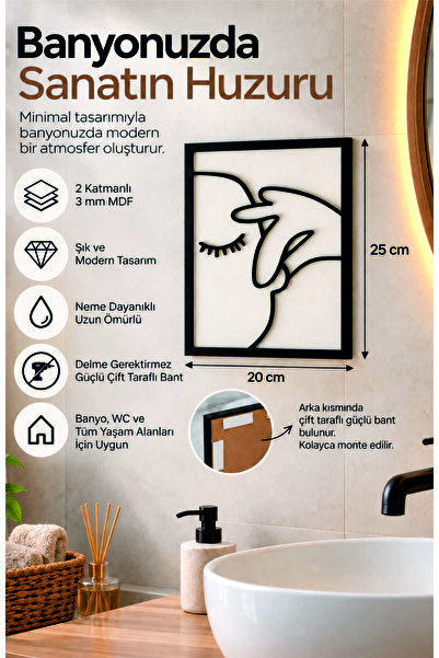 Ahşap Çerçeve Tuvalet Banyo Tablo Duvar Dekorasyonu Banyo Duvar Çerçevesi 20 x 25 CM