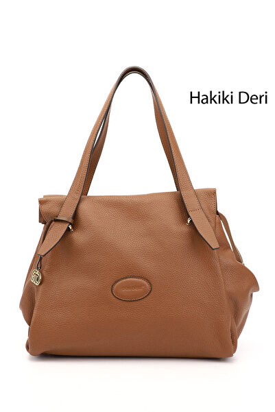 GÖNDERİ(R) TABA FLOTER Gön Platinum Genuine Leather Large Size Women's Should...