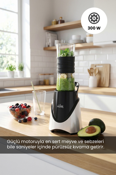 Any Morning 300W Taşınabilir Kişisel Smoothie Blender, Çelik Bıçaklı, 570ml S...