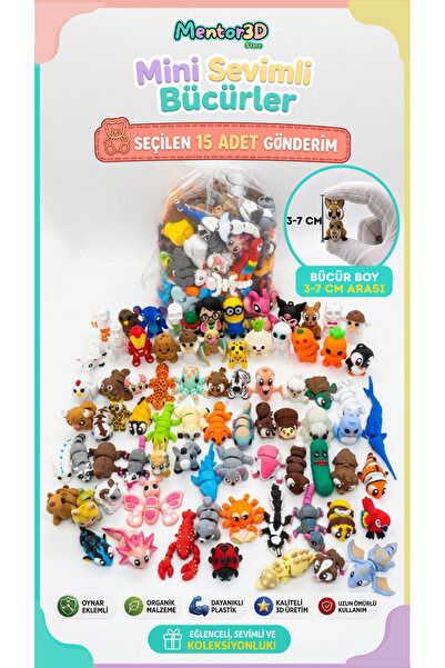 Mentor 3D Store Mini Organik Oyuncaklar – Kendin Seç 15 Adet Bebek 3D Hayvan ...