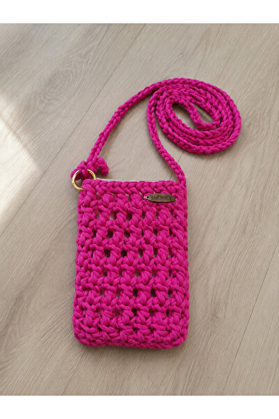 Stelo Forte El Örgüsü Pembe Renk Telefon ve Aksesuar Omuz Çantası