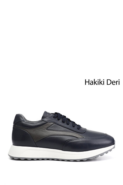 GÖNDERİ(R) Erkek Lacivert Bağcıklı Hakiki Deri Sneaker
