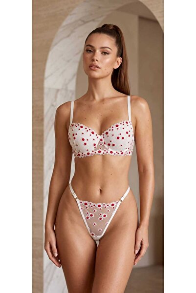 WOMEN'S WORLD FANTASY DANTELLİ DESTEKLİ PUSH UP TANGA KÜLOT SÜTYEN TAKIM