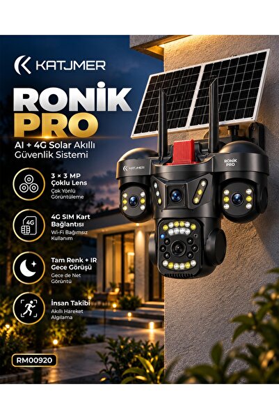 KATJMER Ronik Pro 3 Kameralı Solar sim kart uyumlu Güvenlik Kamerası