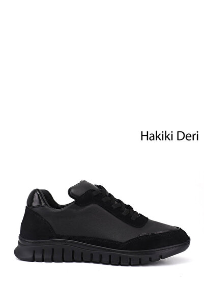 GÖNDERİ(R) Γυναικείο sneaker από γνήσιο δέρμα με μαύρο λαστιχένιο κορδόνι