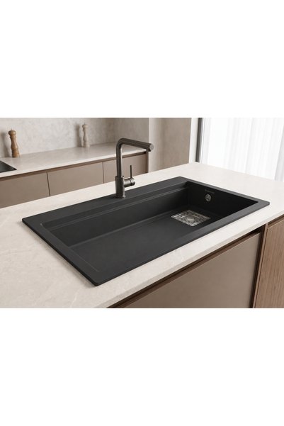 GÜNEY ANKASTRE RealStone A03 LIKYA 75,5×47 cm Antrasit Granit Evye + Tekli Si...