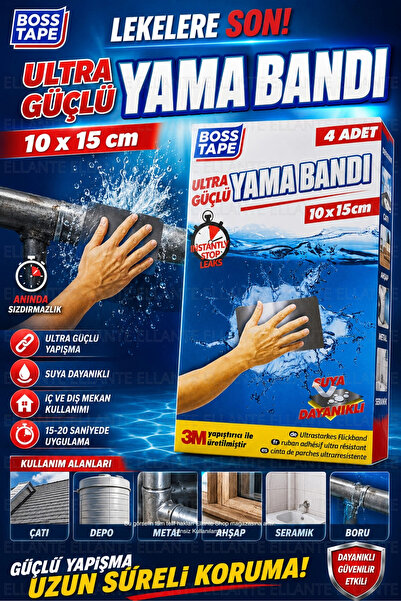 Ultra Güçlü Yama Bandı – Çatlak, Delik ve Su Kaçaklarına Kalıcı Çözüm 4 Adet