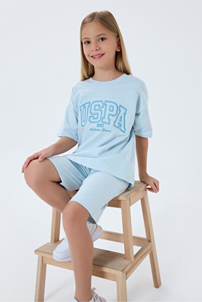 U.S. Polo Assn. KIZ ÇOCUK BERMUDA TAKIM, İki İplik, %100 Pamuk / %100 Cotton