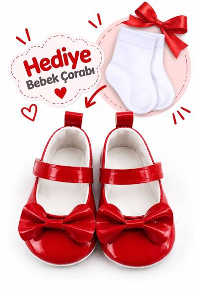 Che Sara Baby First Step Shoes Shiny Leather Orthopedic Non-Slip Bottom Sole ...