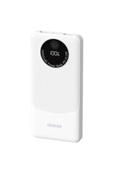 DUDAO Baterie Externa K12, 10000mAh, 22.5W, QC + PD, 1 x USB-C - 2 x USB-A, Alba