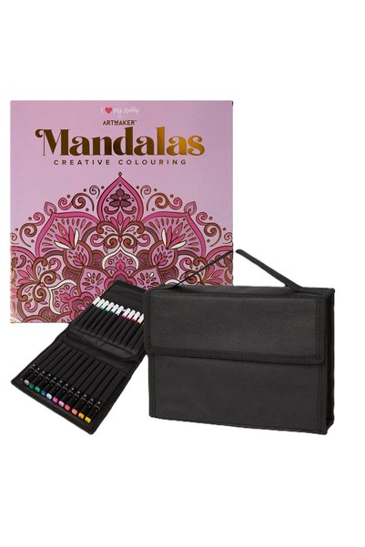 Decotime Set Carte de Colorat Antistres Mandala + 36 Markere Husa, 48 pagini