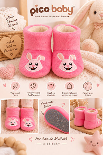 Pico Baby Bebek & Çocuk Kaydırmaz Tabanlı Ev Botu / Panduf / Kışlık Peluş Bot...