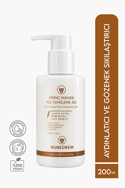 NUBEDREW Rice Yeast Facial Cleansing Gel 200 ml Brightening, Pore Tightening,...