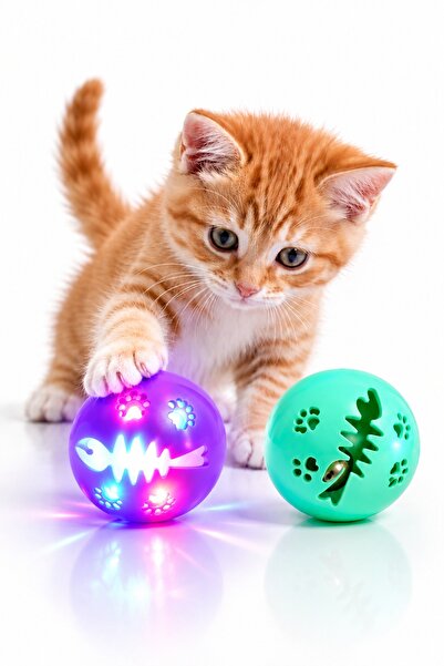PHENORA 2’li Set Işıklı Ve Çıngıraklı Kedi Oyun Topu | Eğlenceli Ve Hareketli...