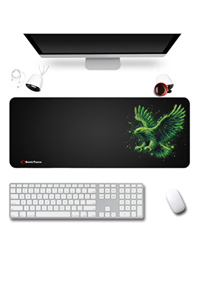 SonicTouch Neon Green Eagle Black Seamless XXL Gamer Player Desktop Keyboard ...
