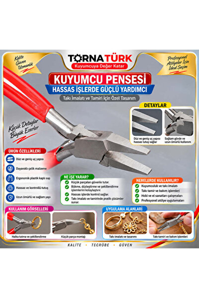 Torna Türk Tornatürk Kuyumcu El Pensesi Düz Geniş Ağızlı