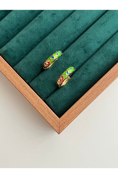 BusradanDesign Special Series Enamel Flower Hoop Earrings Inner Diameter: 1.6 cm