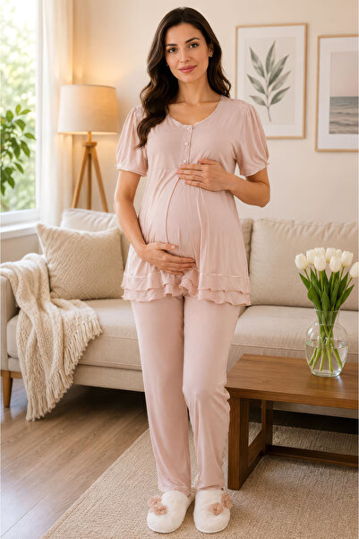 ByLohusa Effortt Brown Maternity Pajama Set