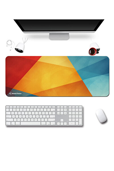 SonicTouch UltraGrand Culori Geometrice Gamer Xxl Galben Roșu Tastatură Mouse...