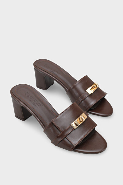 Capone Outfitters Melinde Medium Heeled Metal Buckle Single Strap Women's Sli...