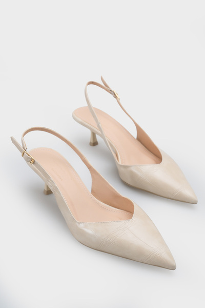 Capone Outfitters Yoki Pointed Toe Mid-Heeled Women's Shoes with Back Strap