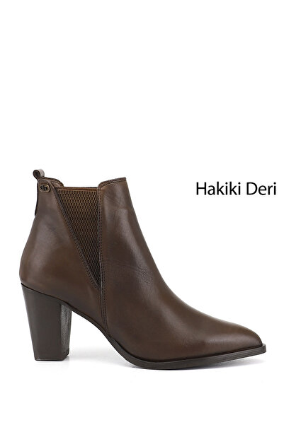 GÖNDERİ(R) Women / Girls Brown Antique Heeled Genuine Leather Chelsea Boots