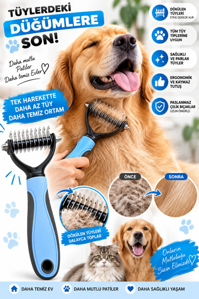 Küçük Boy Plastik Saplı Metal Kedi Köpek Bakım Kıtık Tüy Topak Açıcı Tarak Tüy Toplama Küçük Boy