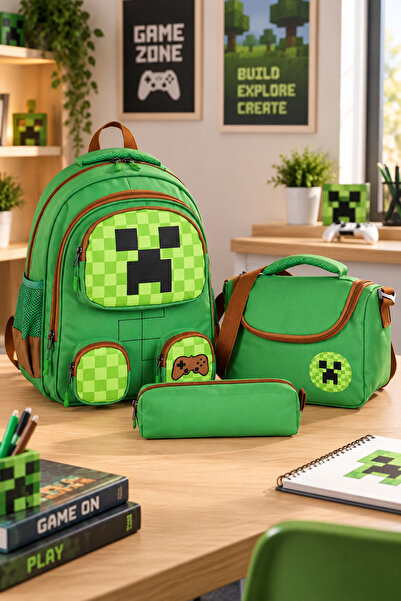 Catwins Boy's Craft Patterned 3-Piece Primary School School Bag Set