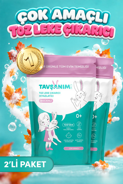 TAVŞANIM! Çok Amaçlı Oksijenli Toz Leke Çıkarıcı Ve Beyazlatıcı 2x800g