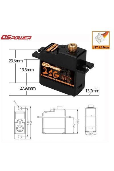Choice 21g 3 Pin JST1.25 DSPOWER 17G/21G Mirco Digital Waterproof Servo Plast...