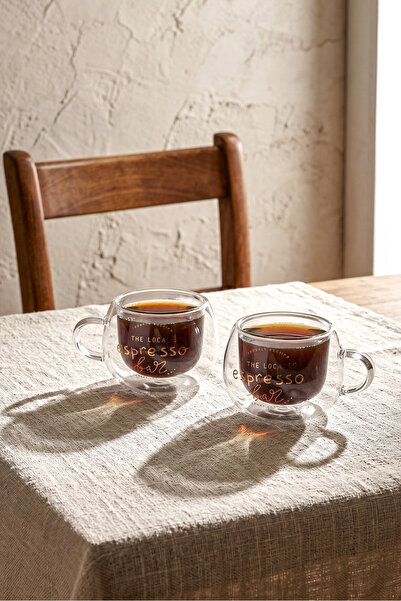 Perotti 2-Piece Double Leather Double Espresso and Turkish Coffee Cup 160 ml