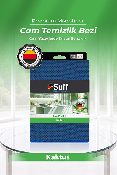 Suff Kaktus Cam Mikrofiber Bez Günlük Mutfak ve Banyo Camı Bezi Overlok Kesim...