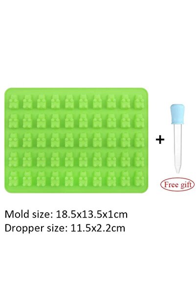 Choice1 green 50 Grids Gummy Bear Mold Silicone Cute Bear Jelly Mould with Dr...