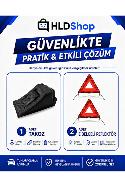 Halidi 2 Adet E Belgeli Üçgen Reflektör Ve Takoz Muayene Seti