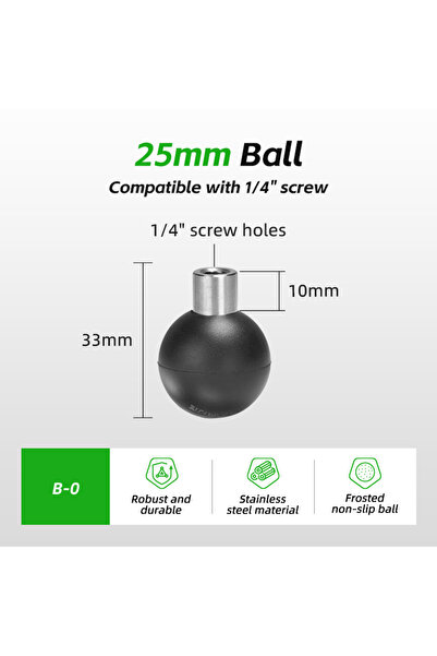 Choice1 B-0 FANAUE 1/4 Female Ball Head to 17/20/25mm Double Ball Head Compat...