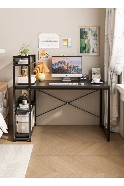 Sheinhome Home Table with Storage Shelves Modern Simple Study Writing Table P...