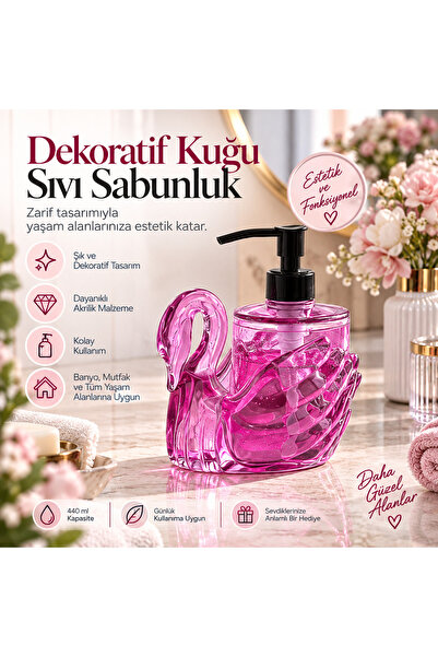 LUCES DESİGN Decorative Swan Liquid Soap Dispenser Acrylic Bathroom and Kitch...