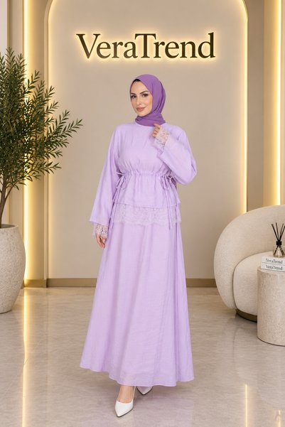 VeraTrend Lace Detailed Tunnel Skirt Set